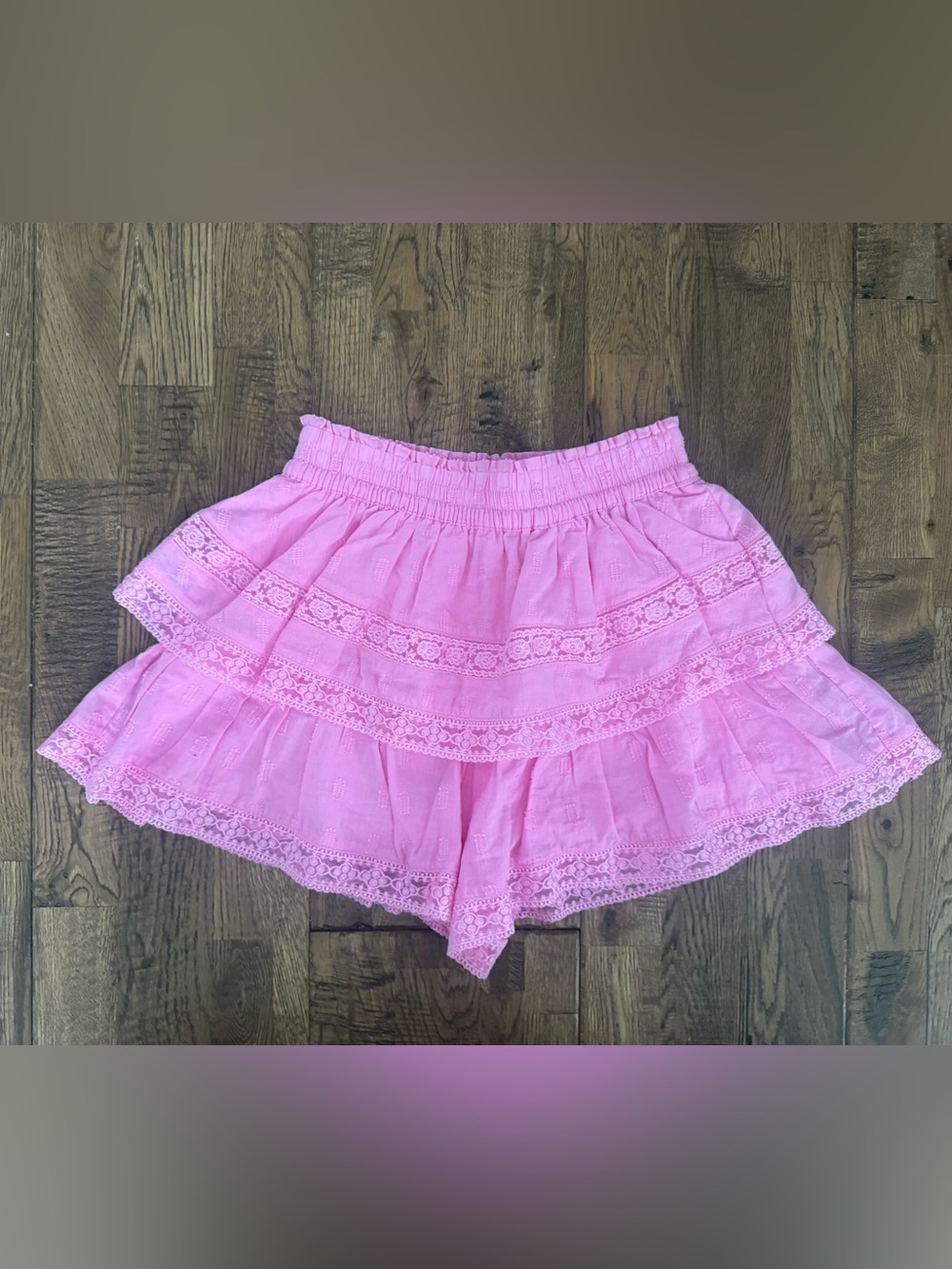 Altar'd State Pink Ruffle Shorts Flowy Lace Women's Size XS 100% Cotton C
